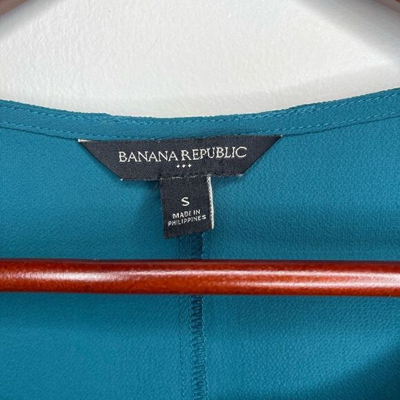 Banana Republic Teal Blouse with open sleeves Size Small - Picture 5 of 10